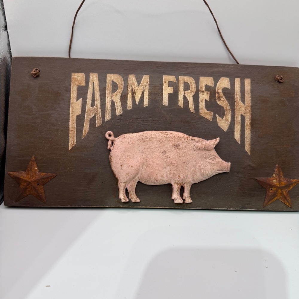 Farm Fresh Pig Rustic Farmhouse Wall Sign - Picture 4 of 4